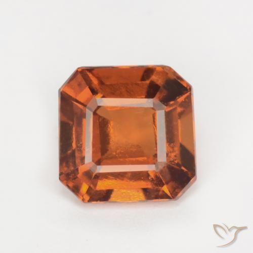 1.69ct 자연스러운 미디엄 다크 오렌지 헤소나이트 가넷, 에메랄드 컷, SI