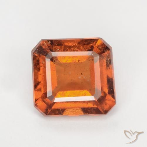 1.86ct 자연스러운 미디엄 다크 오렌지 헤소나이트 가넷, 에메랄드 컷, SI