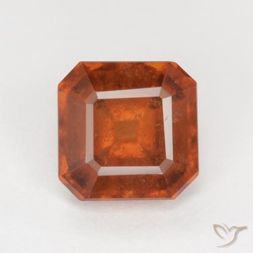 2.16ct 자연스러운 앰버 오렌지 헤소나이트 가넷, 에메랄드 컷, SI