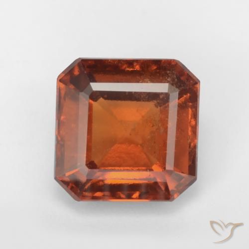 2.21ct 자연스러운 다크 오렌지 헤소나이트 가넷, 에메랄드 컷, SI