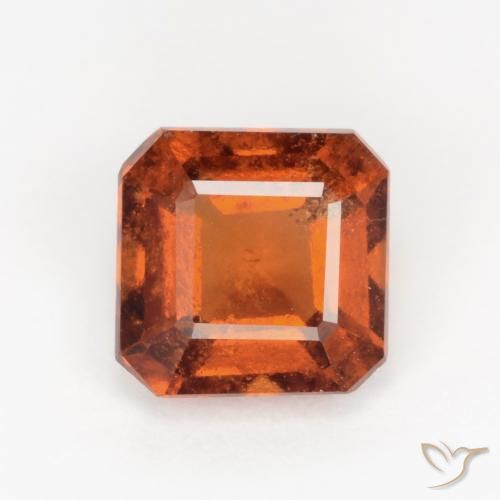 1.80ct 자연스러운 앰버 오렌지 헤소나이트 가넷, 에메랄드 컷, SI