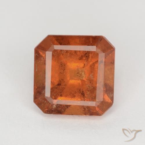 1.77ct 자연스러운 딥 오렌지 헤소나이트 가넷, 에메랄드 컷, SI