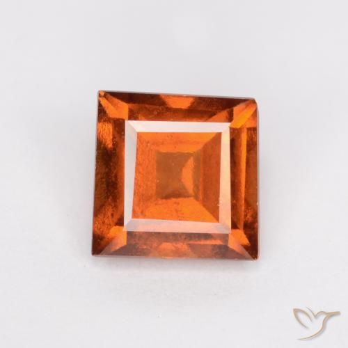 1.34ct 자연스러운 미디엄 오렌지 헤소나이트 가넷, 정사각형, VS-SI