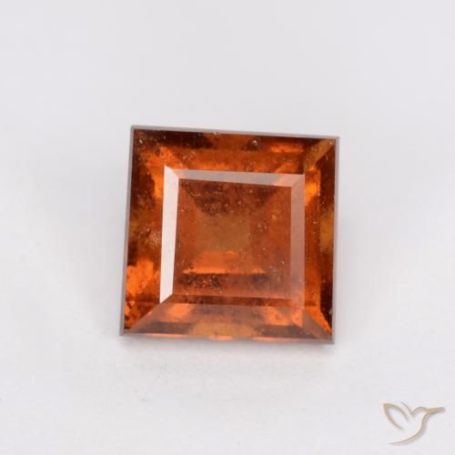 1.64ct 자연스러운 딥 오렌지 헤소나이트 가넷, 정사각형, SI