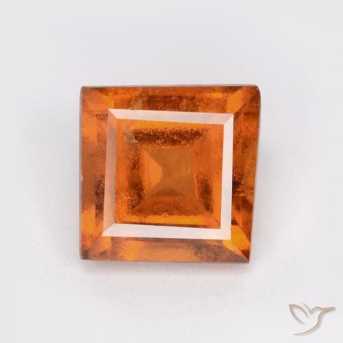 1.28ct 자연스러운 딥 오렌지 헤소나이트 가넷, 정사각형, SI