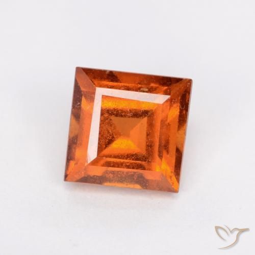 1.43ct 자연스러운 딥 오렌지 헤소나이트 가넷, 정사각형, SI