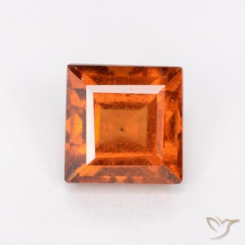 1.57ct 자연스러운 딥 오렌지 헤소나이트 가넷, 정사각형, VS-SI