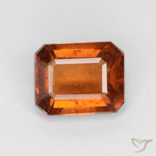 1.61ct 자연스러운 미디엄 오렌지 헤소나이트 가넷, 에메랄드 컷, VS-SI