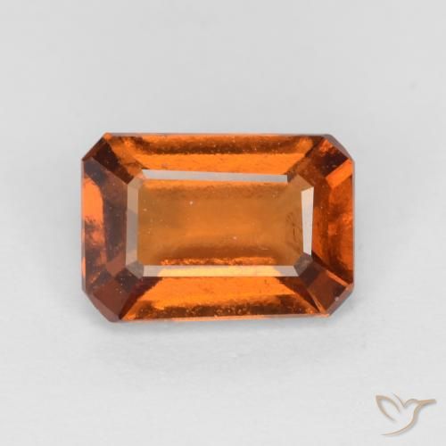 1.35ct 자연스러운 딥 오렌지 헤소나이트 가넷, 에메랄드 컷, VS