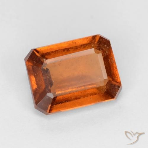 1.70ct 자연스러운 미디엄 다크 오렌지 헤소나이트 가넷, 에메랄드 컷, SI