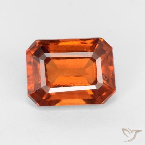 1.67ct 자연스러운 딥 오렌지 헤소나이트 가넷, 에메랄드 컷, VS-SI