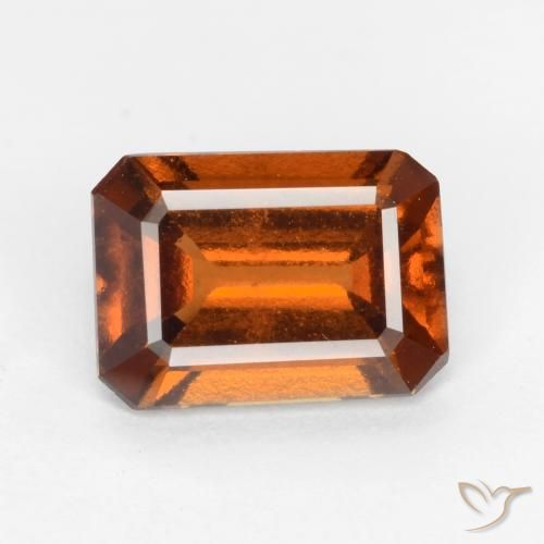 1.61ct 자연스러운 딥 오렌지 헤소나이트 가넷, 에메랄드 컷, VS