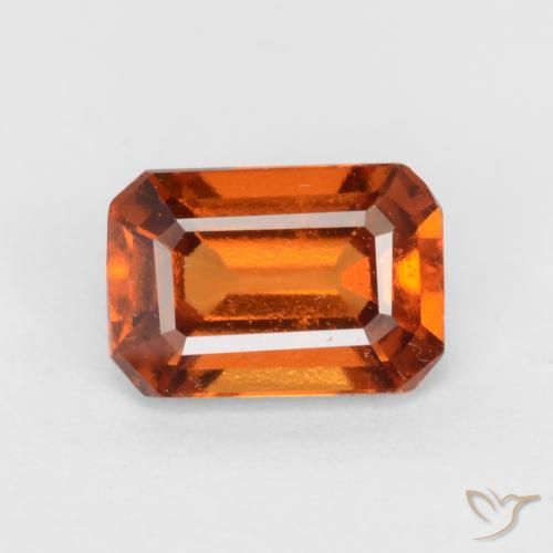 1.37ct 자연스러운 미디엄 다크 오렌지 헤소나이트 가넷, 에메랄드 컷, VS