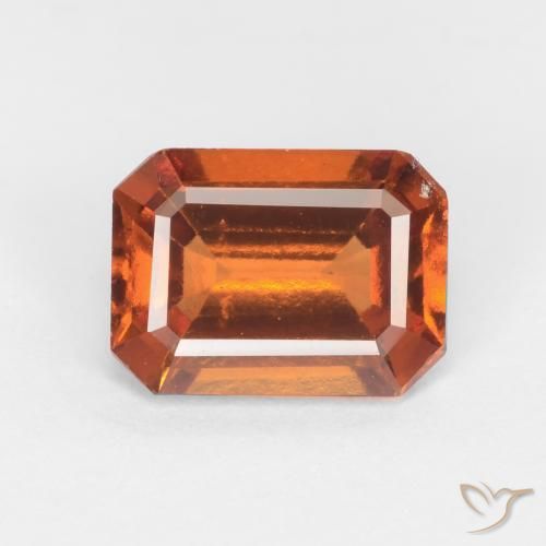 1.50ct 자연스러운 미디엄 다크 오렌지 헤소나이트 가넷, 에메랄드 컷, VS-SI