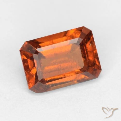 1.35ct 자연스러운 딥 오렌지 헤소나이트 가넷, 에메랄드 컷, VS-SI