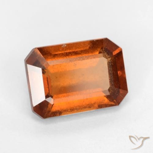 1.77ct 자연스러운 딥 오렌지 헤소나이트 가넷, 에메랄드 컷, SI