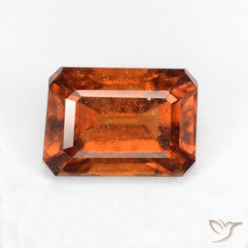 1.44ct 자연스러운 딥 오렌지 헤소나이트 가넷, 에메랄드 컷, SI