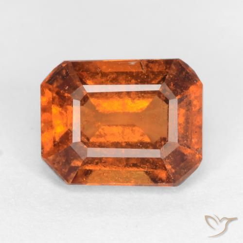 1.66ct 자연스러운 미디엄 다크 오렌지 헤소나이트 가넷, 에메랄드 컷, SI