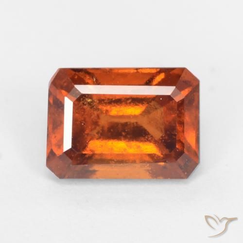1.45ct 자연스러운 앰버 오렌지 헤소나이트 가넷, 에메랄드 컷, SI