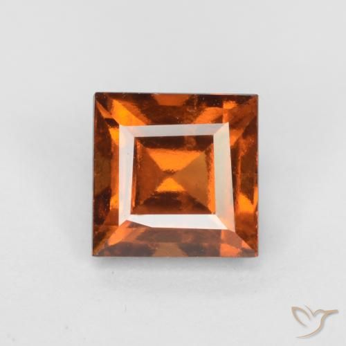 1.55ct 자연스러운 딥 오렌지 헤소나이트 가넷, 정사각형, VS-SI