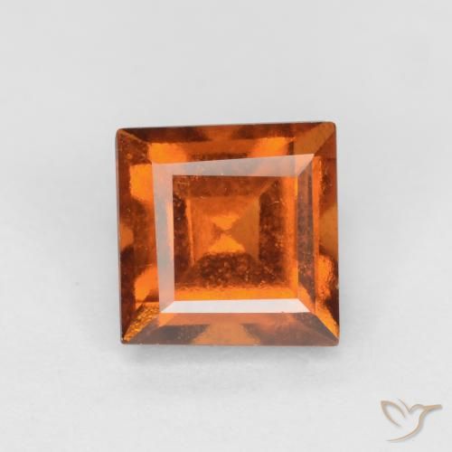 1.53ct 자연스러운 미디엄 다크 오렌지 헤소나이트 가넷, 정사각형, VS
