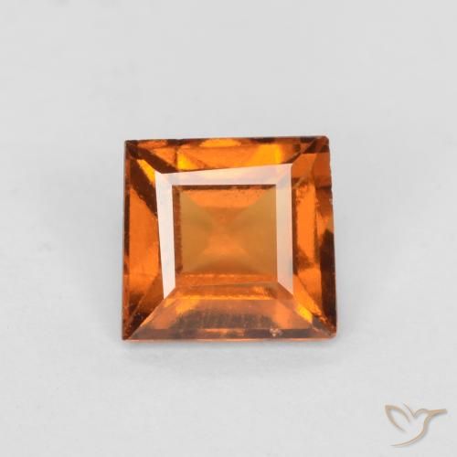 0.99ct 자연스러운 미디엄 오렌지 헤소나이트 가넷, 정사각형, VS