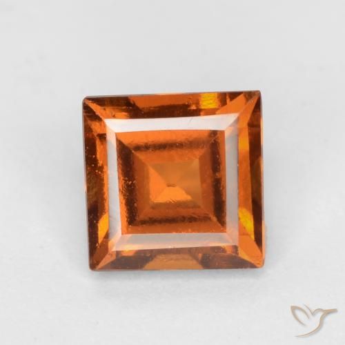 1.37ct 자연스러운 딥 오렌지 헤소나이트 가넷, 정사각형, VS
