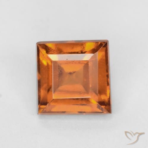 1.52ct 자연스러운 딥 오렌지 헤소나이트 가넷, 정사각형, VS