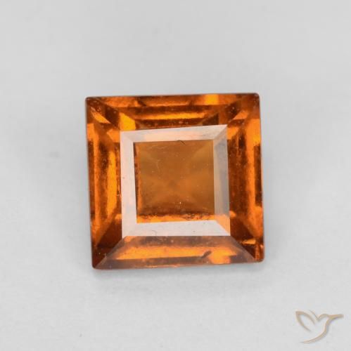 1.42ct 자연스러운 딥 오렌지 헤소나이트 가넷, 정사각형, SI