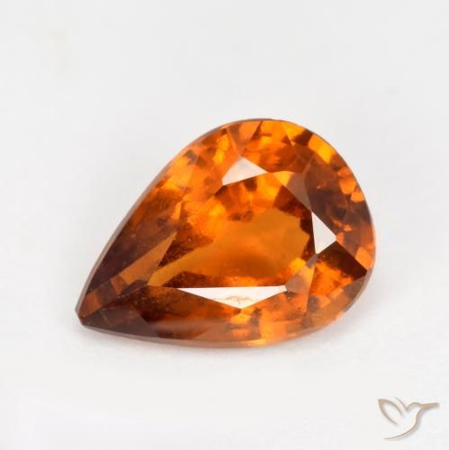 1.22캐럿 천연 미디엄 다크 오렌지 헤소나이트 가넷, 배 모양, 8×5.9 mm, VS-SI