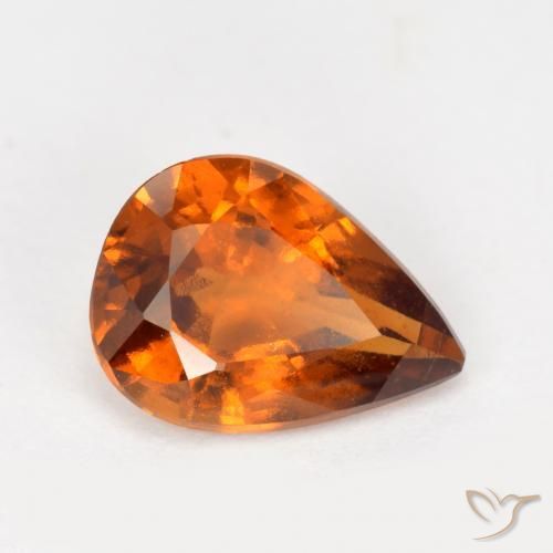 1.22캐럿 천연 미디엄 다크 오렌지 헤소나이트 가넷, 배 모양, 8×5.9 mm, VS-SI