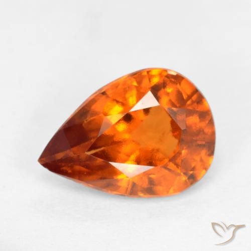 1.17ct 자연스러운 미디엄 다크 오렌지 헤소나이트 가넷, 배 모양, VS-SI