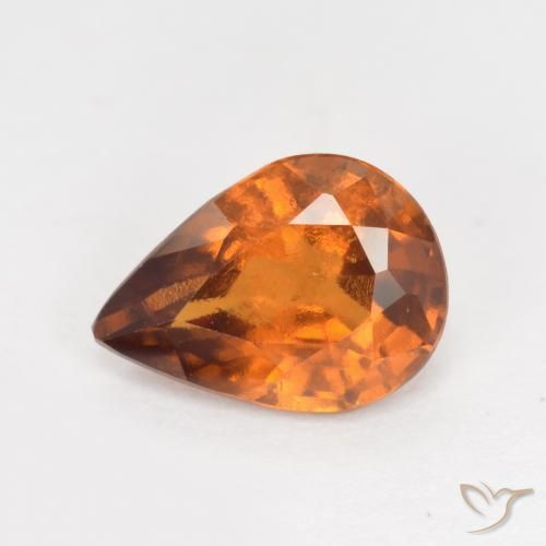 1.14ct 자연스러운 미디엄 다크 오렌지 헤소나이트 가넷, 배 모양, VS-SI