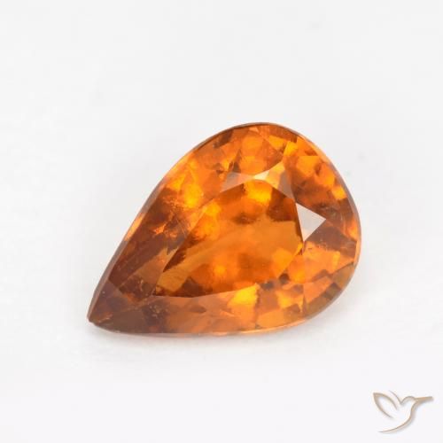 1.21ct 자연스러운 흙빛 오렌지 헤소나이트 가넷, 배 모양, VS-SI