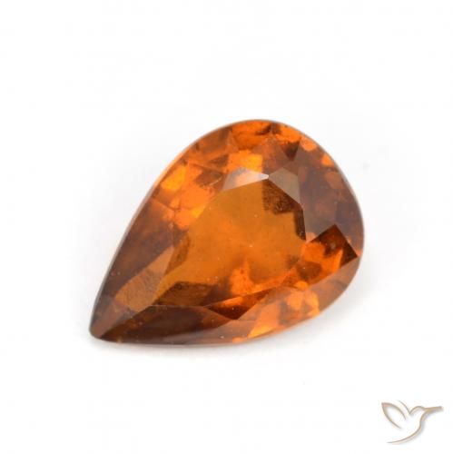 1.15ct 자연스러운 미디엄 다크 오렌지 헤소나이트 가넷, 배 모양, VS-SI