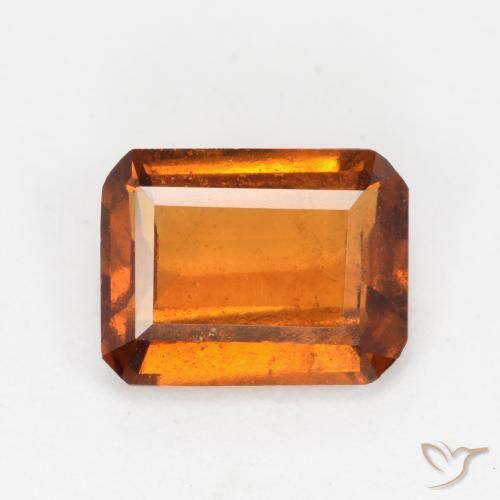 1.45ct 자연스러운 딥 오렌지 헤소나이트 가넷, 에메랄드 컷, SI