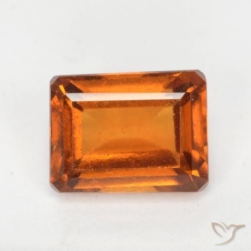 2.16ct 자연스러운 미디엄 오렌지 헤소나이트 가넷, 에메랄드 컷, VS