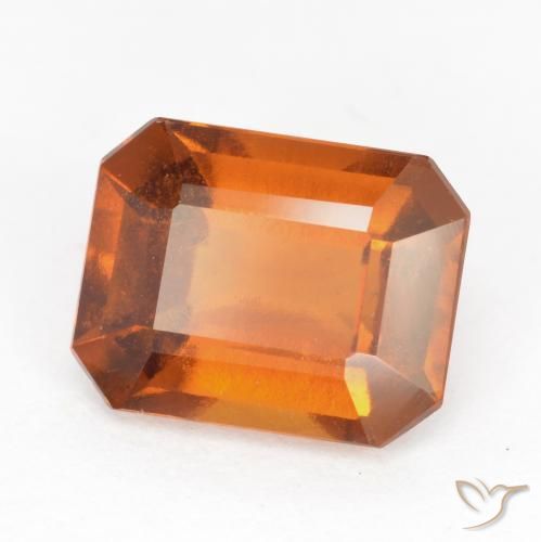 2.36ct 자연스러운 미디엄 다크 오렌지 헤소나이트 가넷, 에메랄드 컷, VS