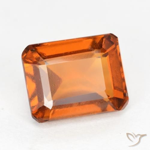 2.12ct 자연스러운 딥 오렌지 헤소나이트 가넷, 에메랄드 컷, VS