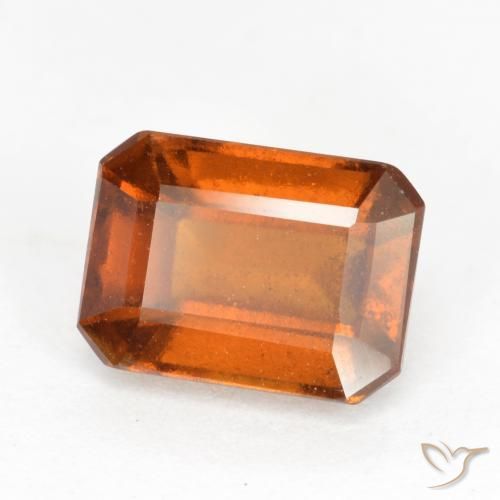 2.21ct 자연스러운 딥 오렌지 헤소나이트 가넷, 에메랄드 컷, SI