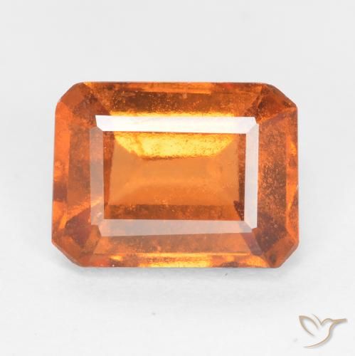1.72ct 자연스러운 앰버 오렌지 헤소나이트 가넷, 에메랄드 컷, SI