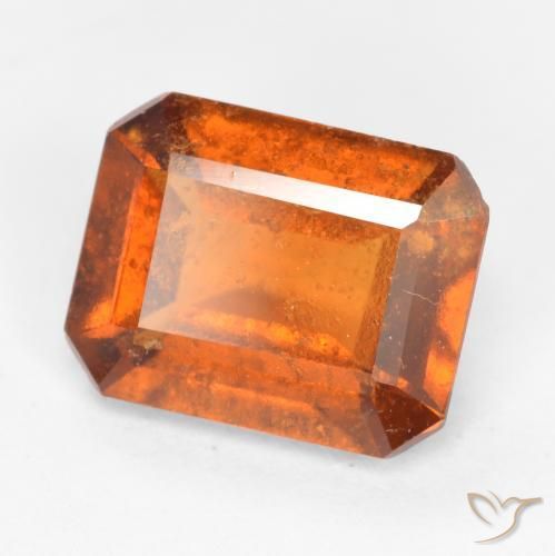1.82ct 자연스러운 딥 오렌지 헤소나이트 가넷, 에메랄드 컷, SI