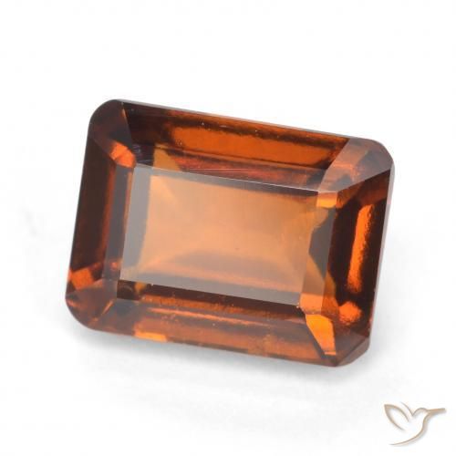 2.16ct 자연스러운 딥 오렌지 헤소나이트 가넷, 에메랄드 컷, VS-SI