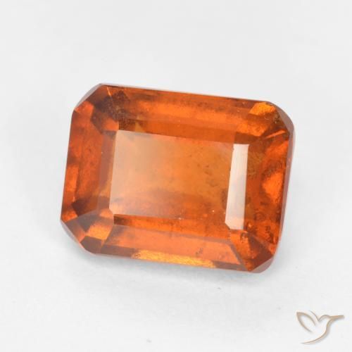 2.42ct 자연스러운 파이어 오렌지 헤소나이트 가넷, 에메랄드 컷, SI
