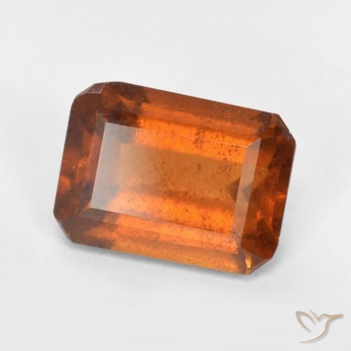 2.03ct 자연스러운 딥 오렌지 헤소나이트 가넷, 에메랄드 컷, SI