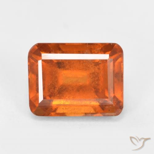 2.37ct 자연스러운 미디엄 오렌지 헤소나이트 가넷, 에메랄드 컷, SI