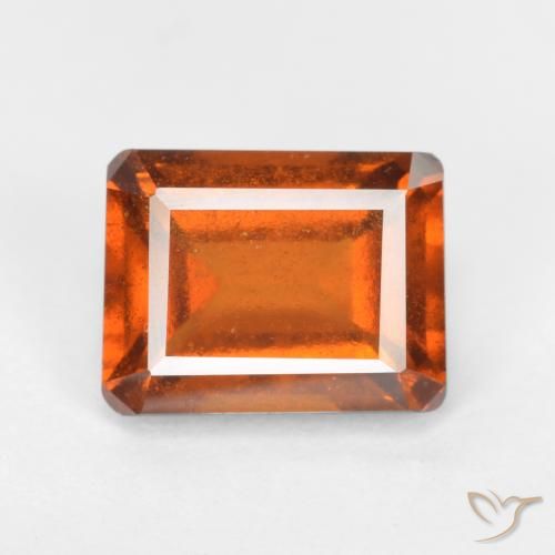 2.14ct 자연스러운 미디엄 다크 오렌지 헤소나이트 가넷, 에메랄드 컷, SI
