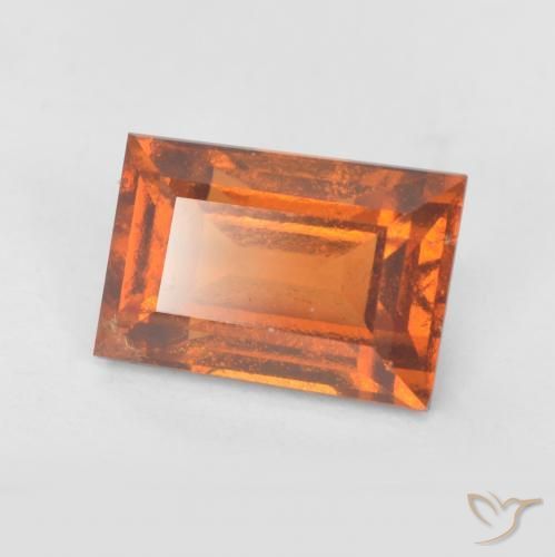 1.32ct 자연스러운 딥 오렌지 헤소나이트 가넷, 바게트, SI
