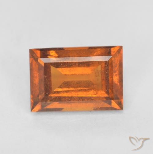 1.21ct 자연스러운 딥 오렌지 헤소나이트 가넷, 바게트, SI