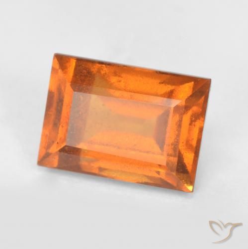 1.66ct 자연스러운 밝은 주황색 헤소나이트 가넷, 바게트, VS-SI